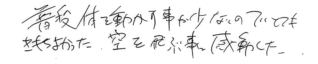 空を飛ぶことに感動した